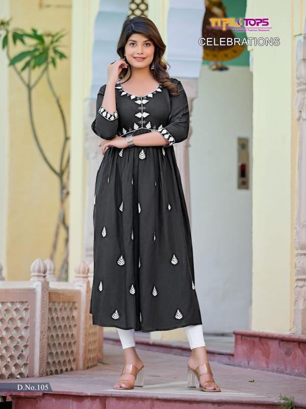 Tips And Tops Celebrations Alia Cut Rayon Long Kurti Collection